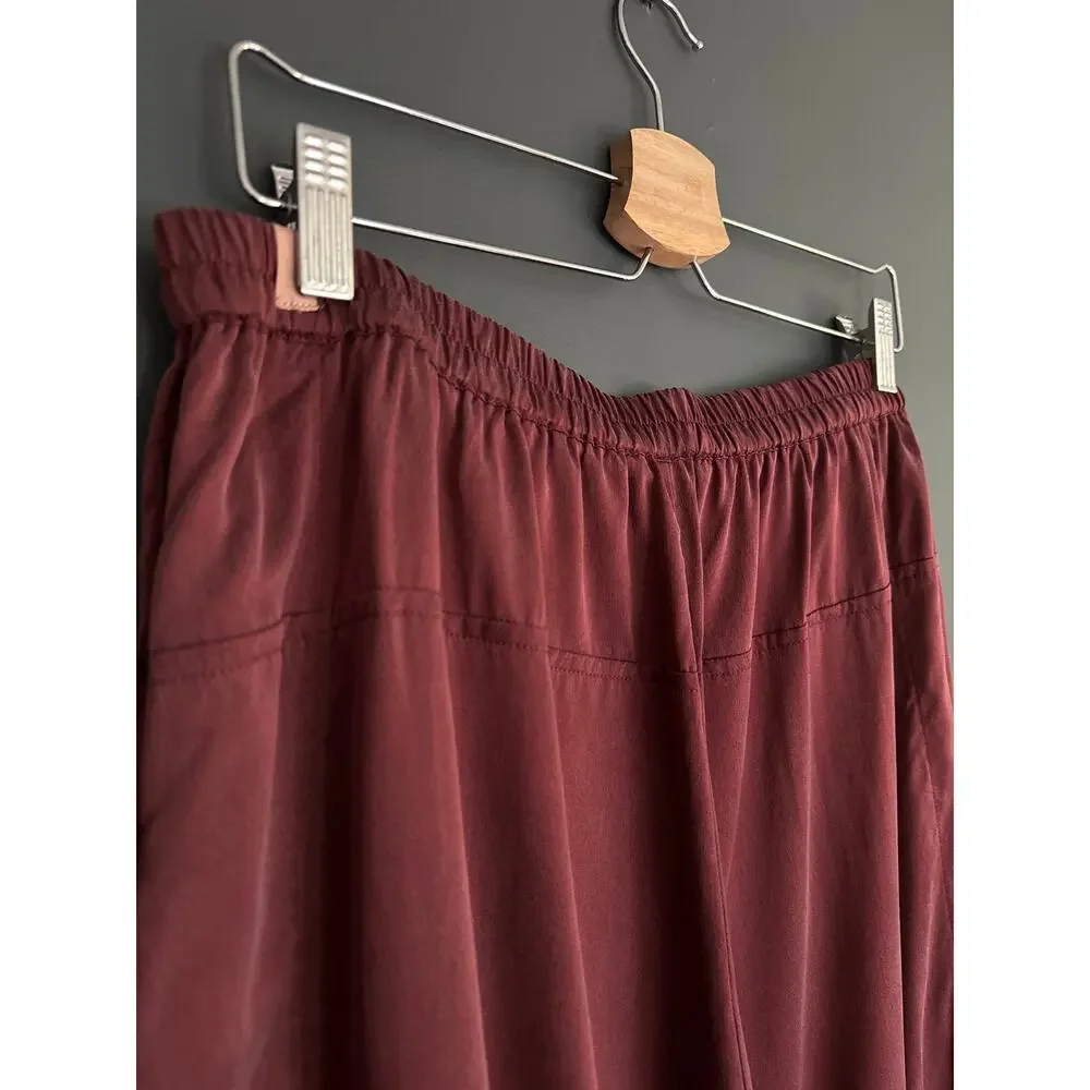 LUNYA Washable Silk High Rise Pajama Pants in Fancy Burgundy Size XL - Picture 8 of 11